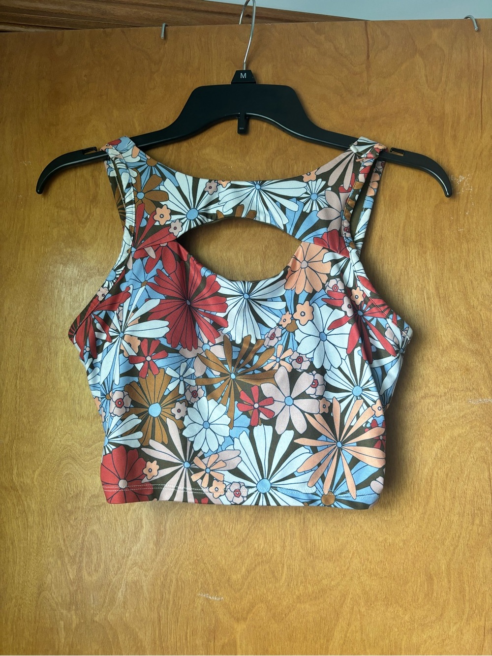 SO Floral Cutout Crop Camisole - Red, Blue, Brown, Cream